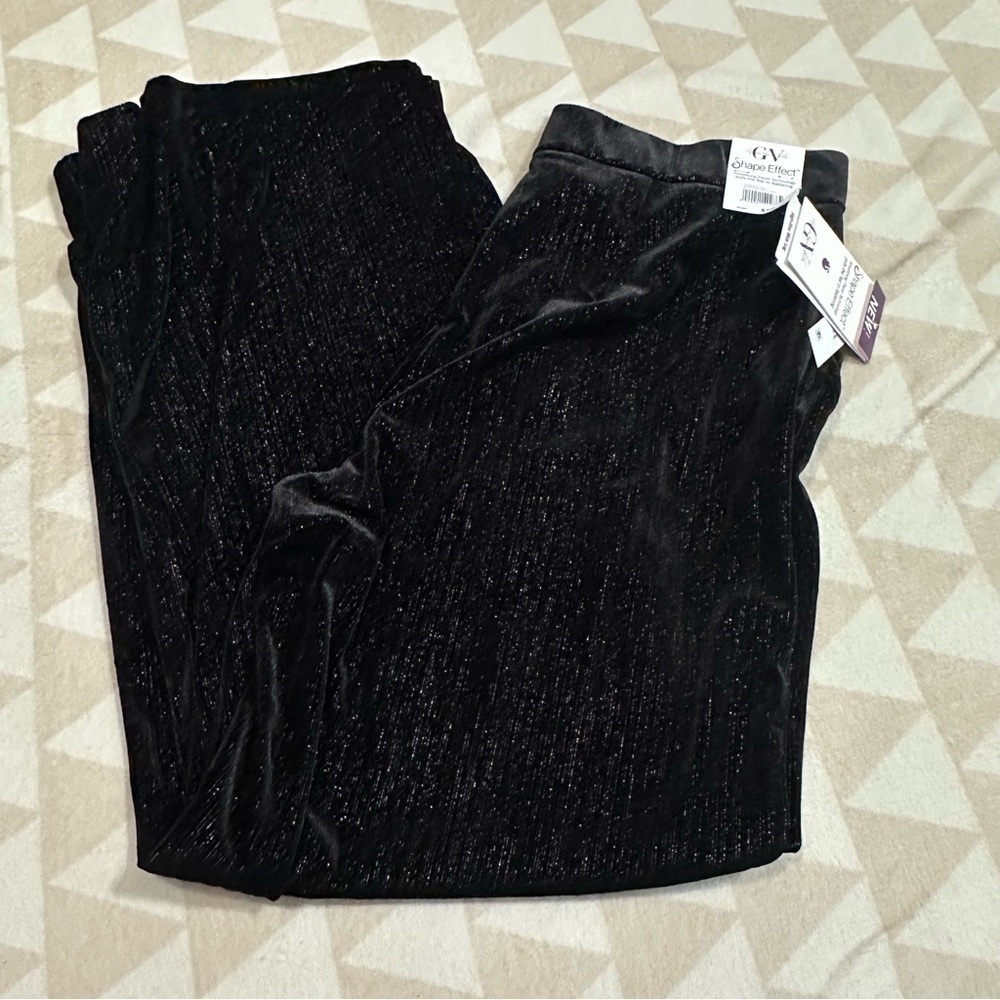 Gloria Vanderbilt black silver lurex Shape Effect Wide Leg Pants